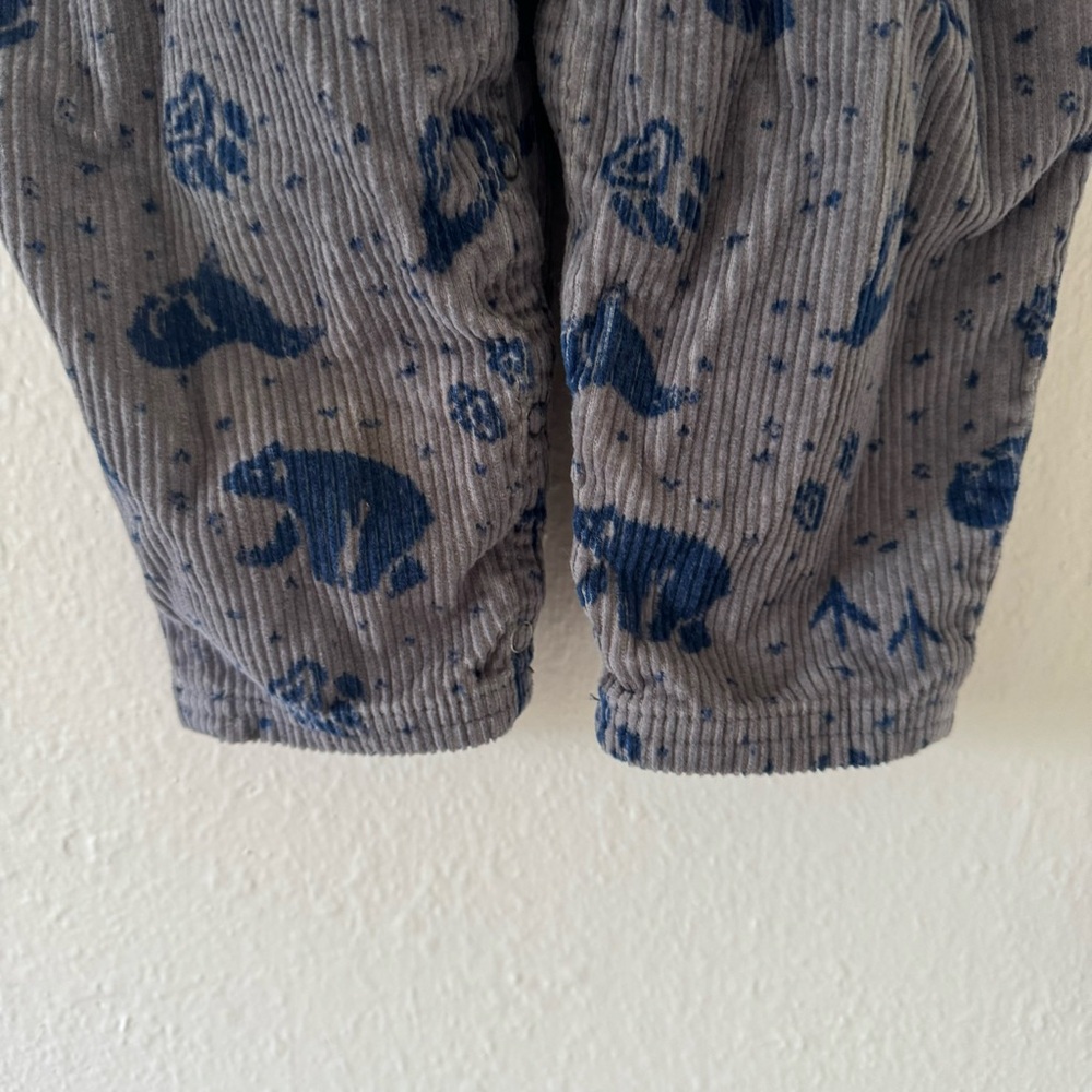 Gymboree Corduroy Overalls Size Small Vintage Gray Bear Toddler Adjustable - Picture 3 of 15